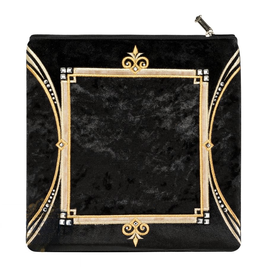 Tallit bag in black velvet with gold embroidery, design MC 270