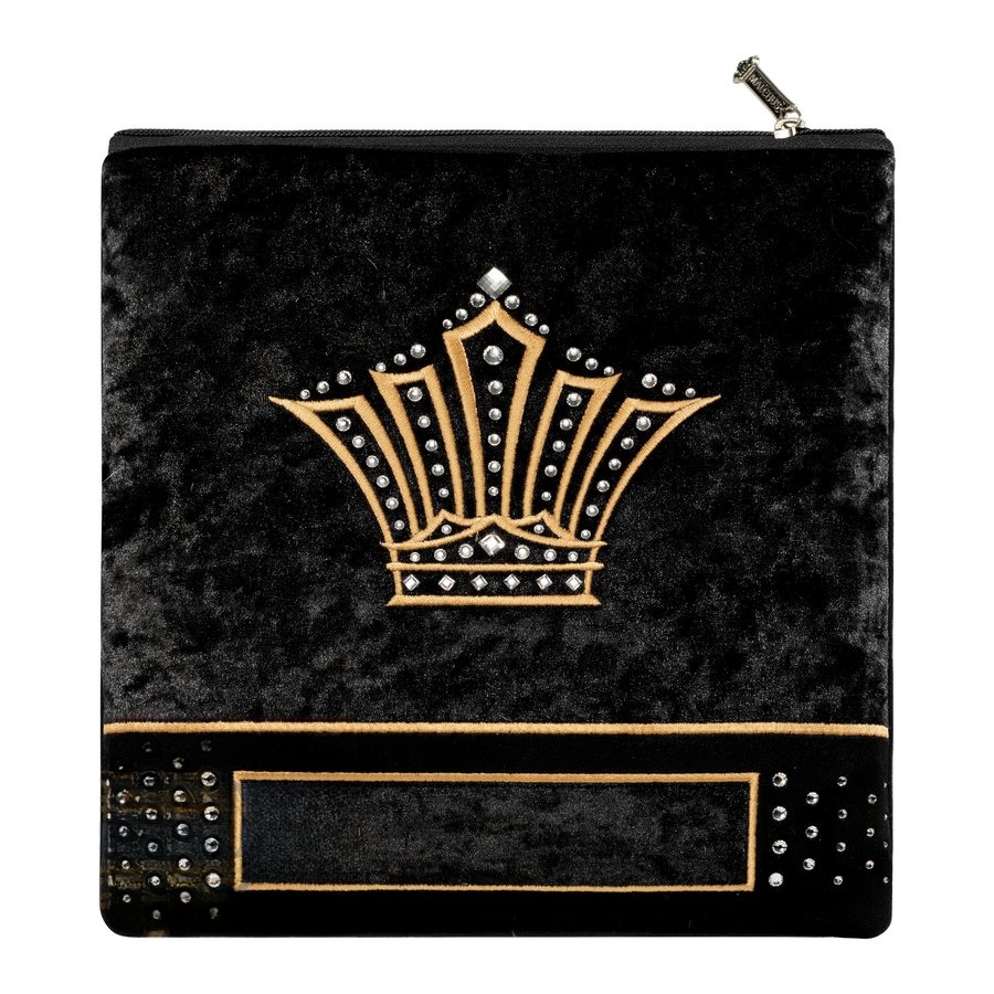 Tallit bag in black velvet with gold embroidery, design MC 320