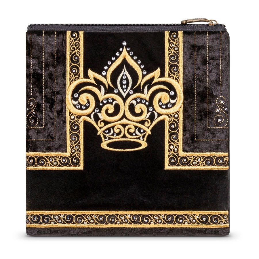 Tallit bag in black velvet with gold embroidery, design MC 331