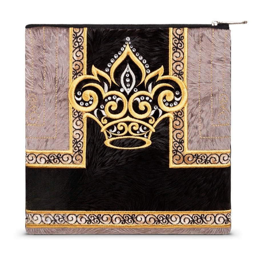 Tallit bag in black velvet with gold embroidery, design MC 332