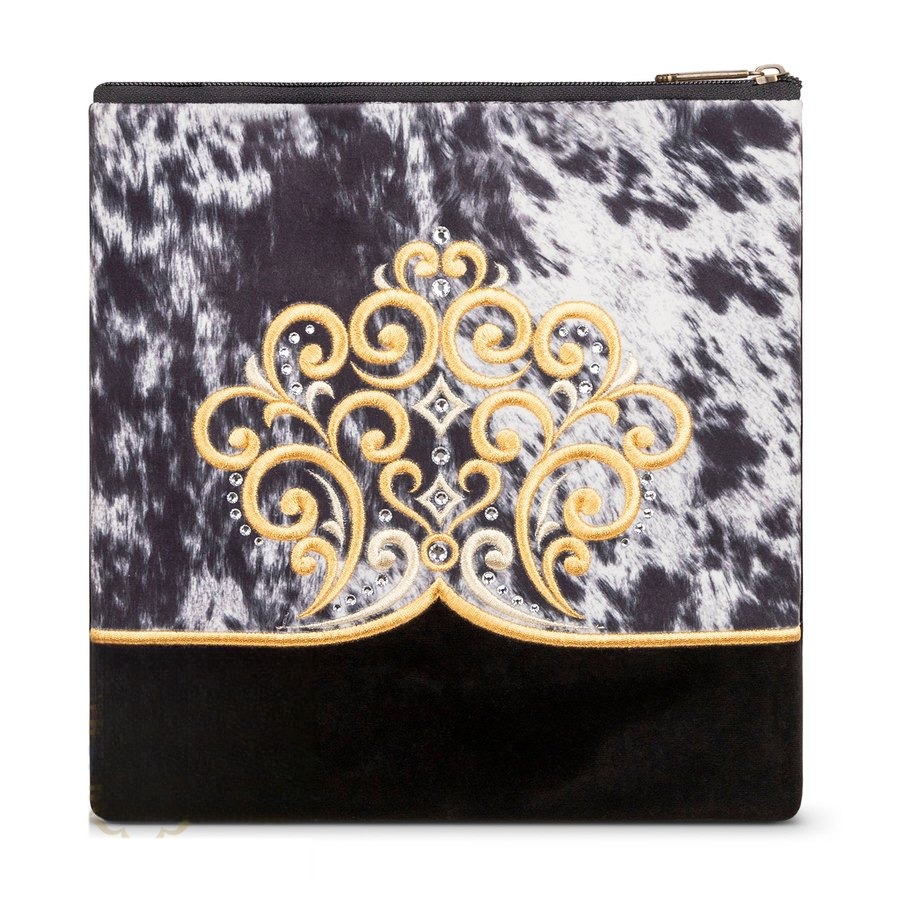 Tallit bag in black velvet with gold embroidery, design MC 790