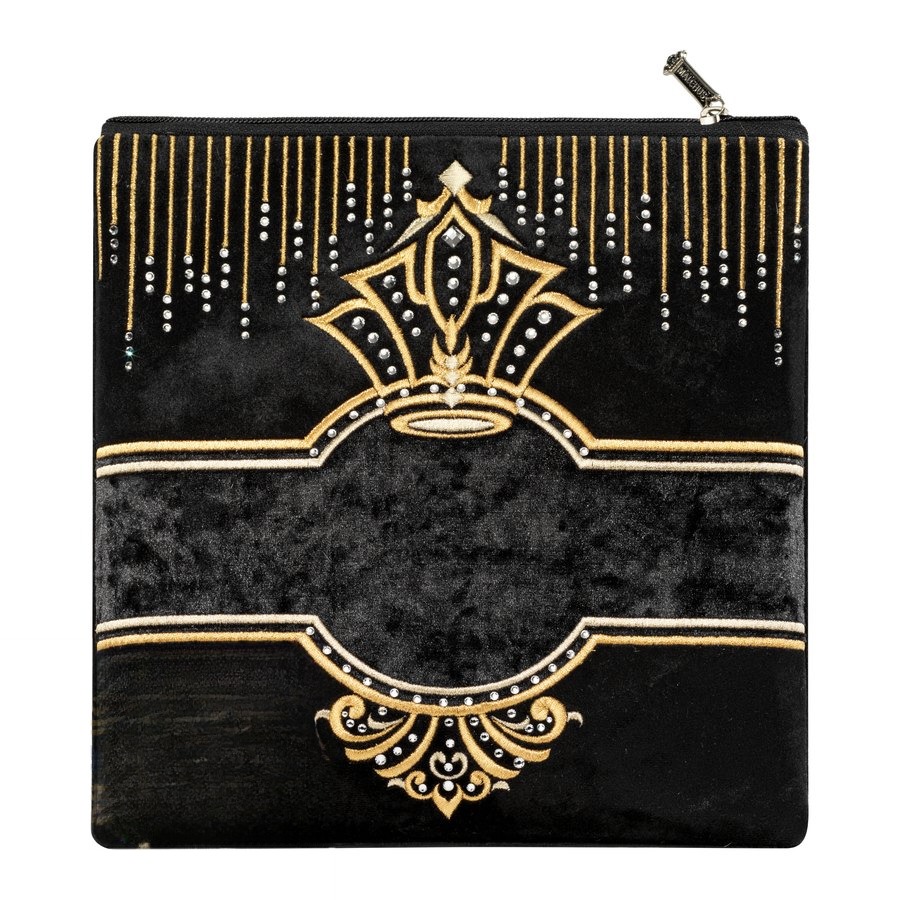Tallit bag in black velvet with gold embroidery, design MC 848