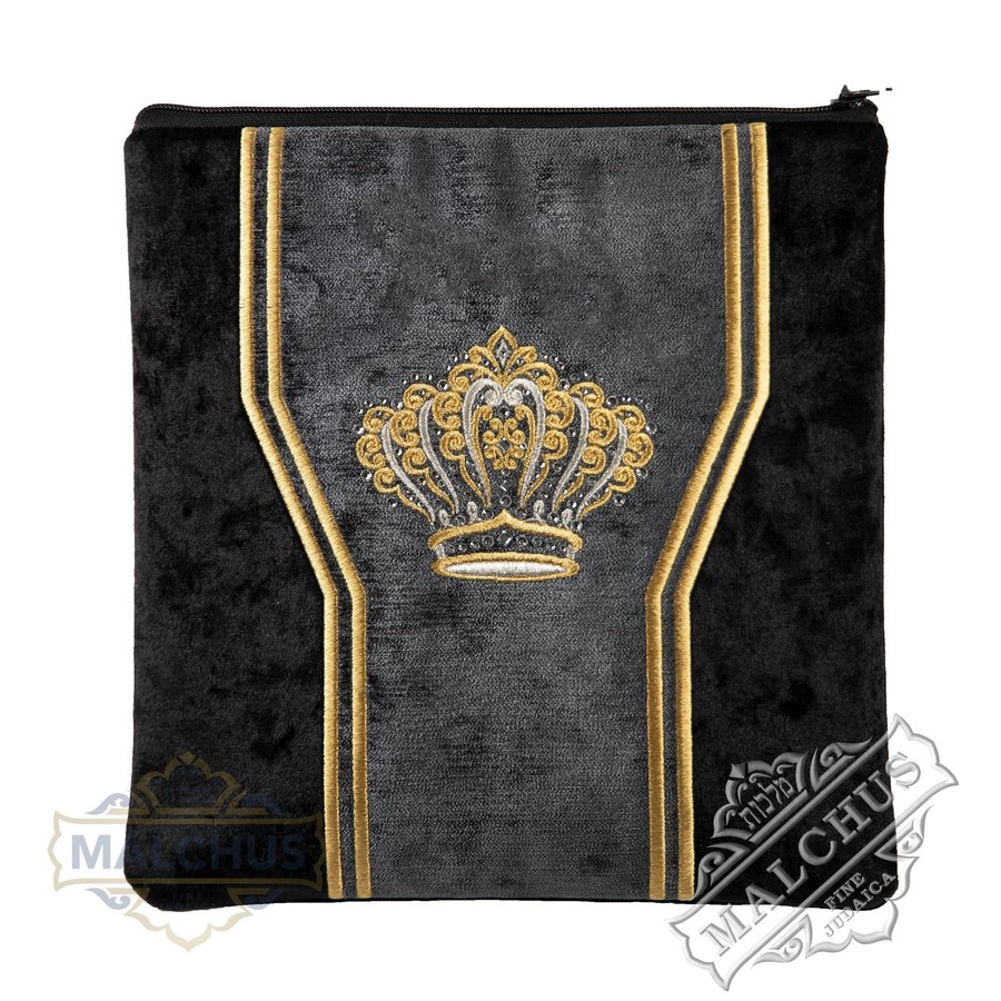 Tallit bag in black velvet with gold embroidery, design MC 895