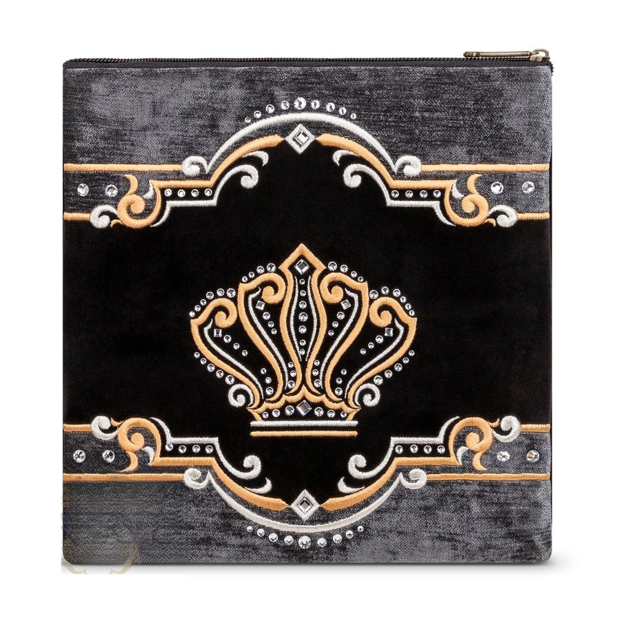 Tallit bag in black velvet with gold embroidery, design MC 956