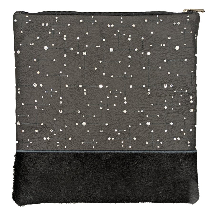 Tallis Bag Design MC 1526 - Grey Leather and Black Fur