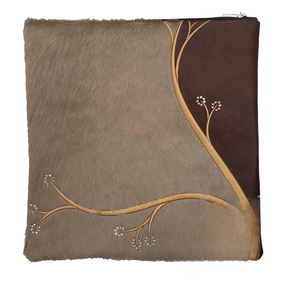 Tallis Bag Design MC 1405 - Brown Leather and Dark Beige Fur
