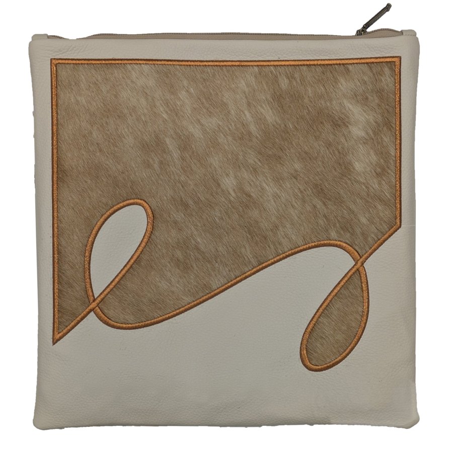 Tallis Bag Design MC 1504 - Light Grey Leather and Taupe Fur