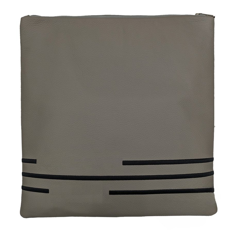 Tallis Bag Design MC 1316 - Grey Leather with Black Embroidery
