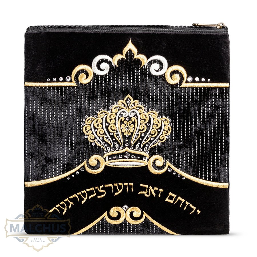 Tallit bag in black velvet with gold embroidery, design MC 723
