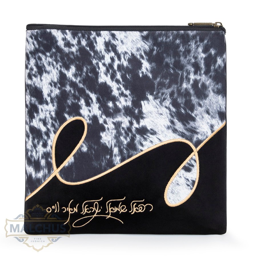 Tallit bag in black velvet with gold embroidery, design MC 733