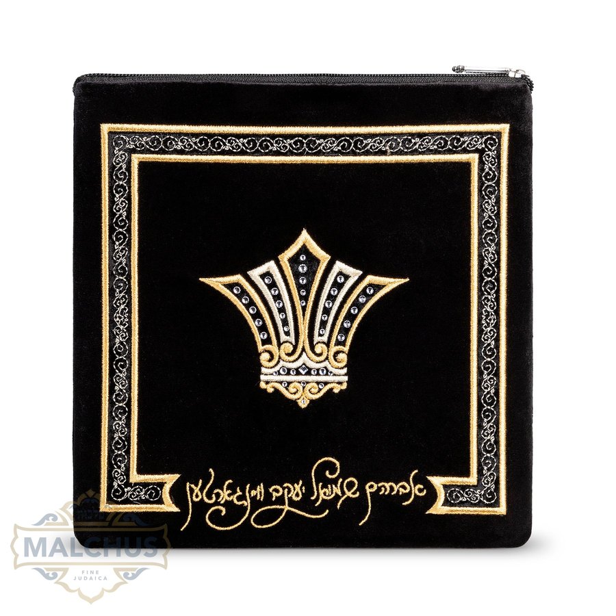 Tallit bag in black velvet with gold embroidery, design MC 773