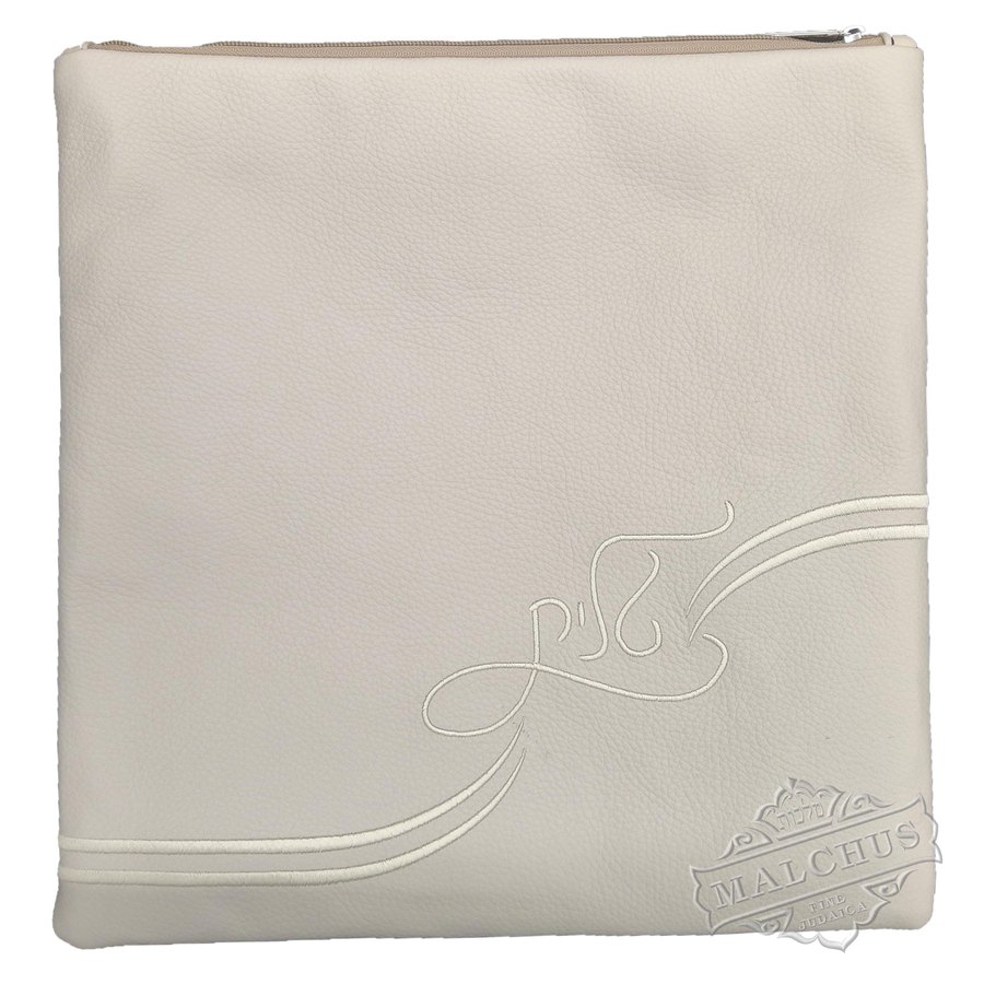Tallit bag in cream leather with embossed swirl, design MC 5070