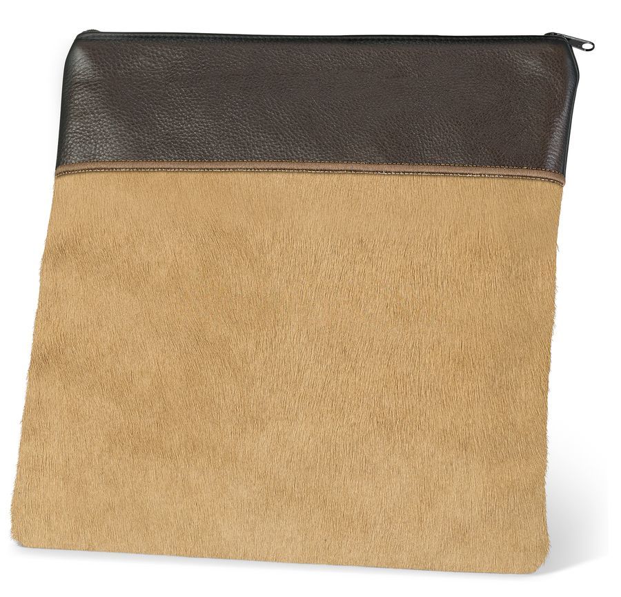 Tallis and Tefillin Bag Design 324-Camel Fur with Leather – Brown