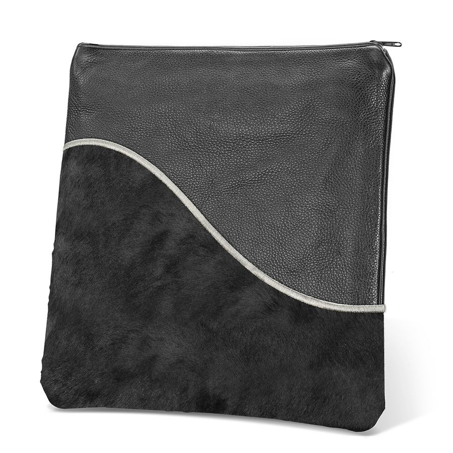 Tallis and Tefillin Bag Design 325-Black Leather And Fur – Black