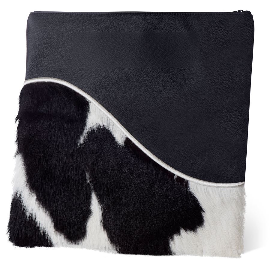 Tallis and Tefillin Bag Design 325-Black Leather And Fur – Black&White Fur