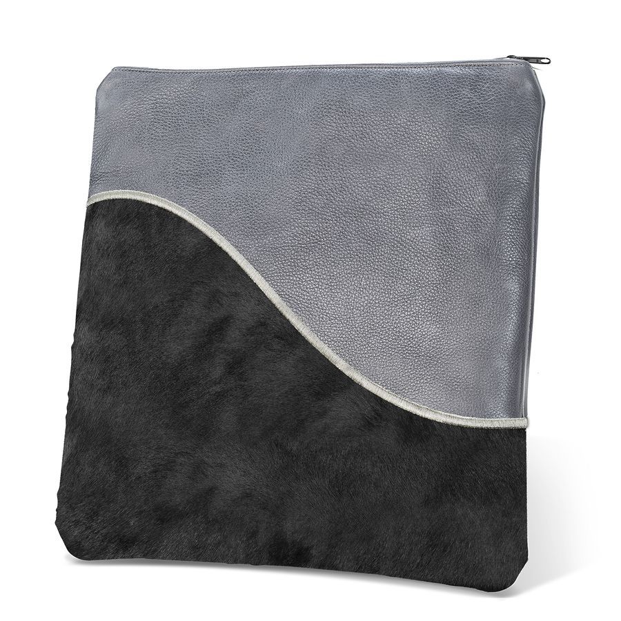 Tallis and Tefillin Bag Design 325-Livid Leather And Fur – Black