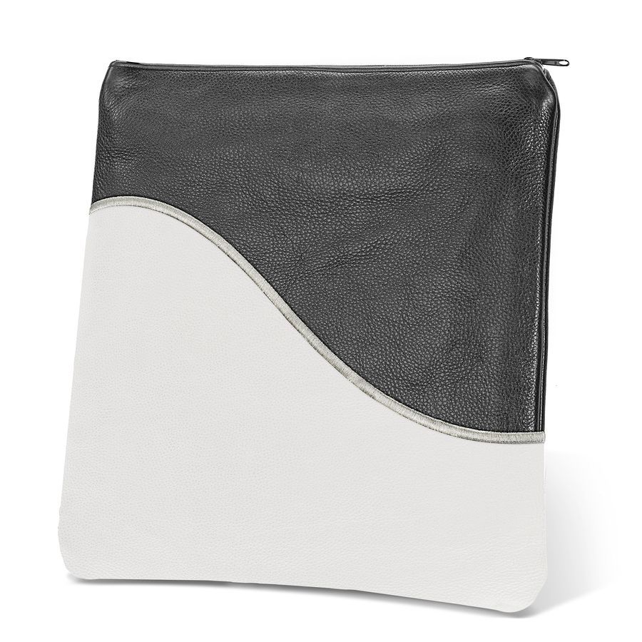 Tallis and Tefillin Bag Design 325- Black and White Leather – White