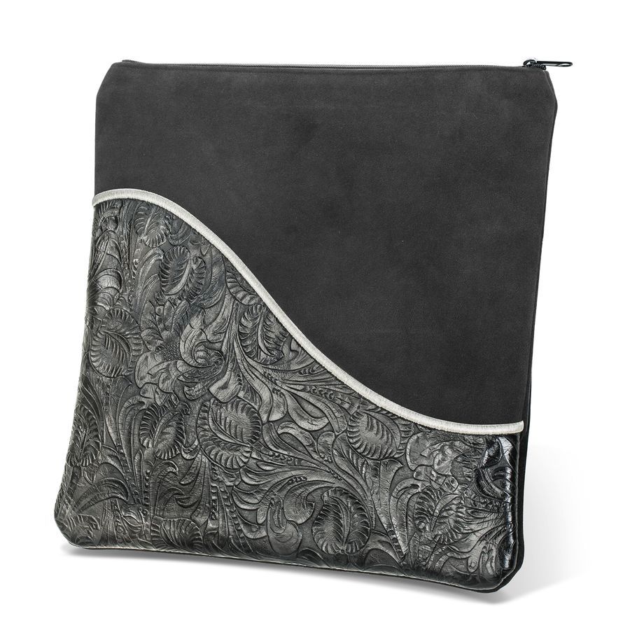 Tallis and Tefillin Bag Design 325-Exotic Leather And Suede – Black