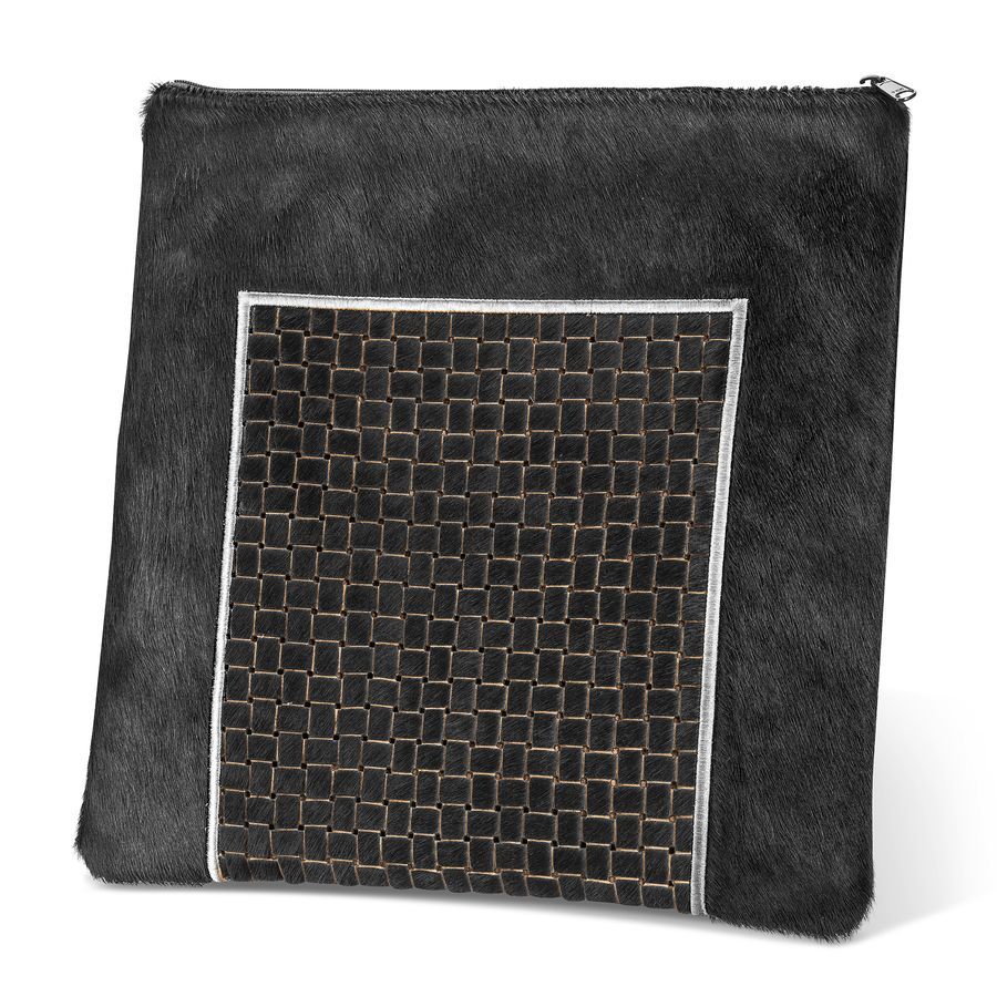 Tallis and Tefillin Bag Design 327-Black Woven Fur – Black