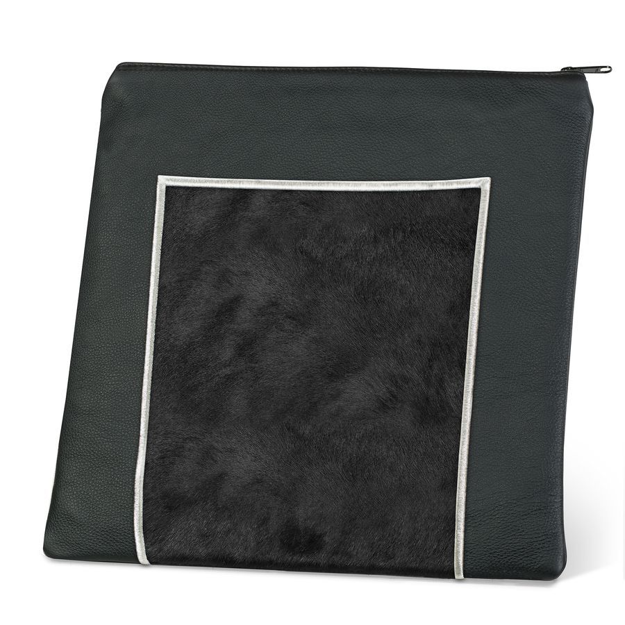 Tallis and Tefillin Bag Design 327-Black Leather And Fur – Black