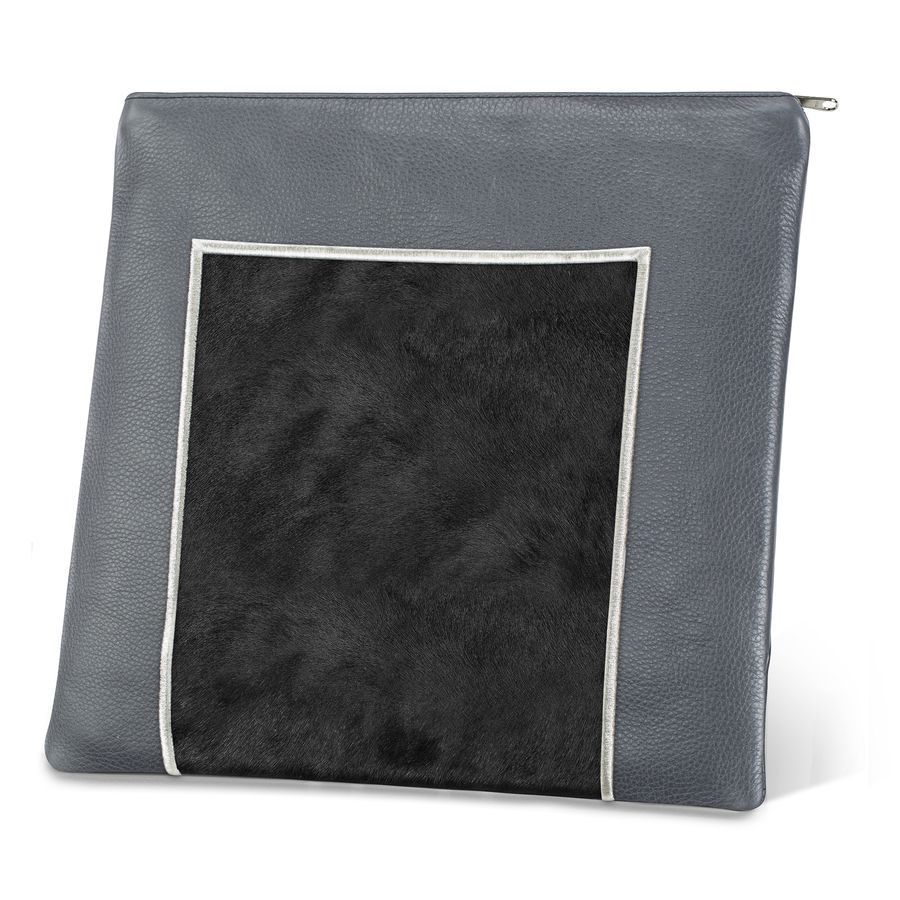 Tallis and Tefillin Bag Design 327-Livid Leather And Fur – Black