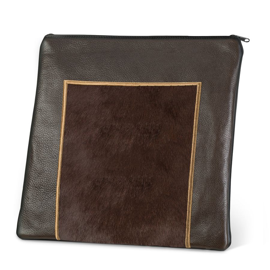 Tallis and Tefillin Bag Design 327-Brown Leather And Fur – Brown