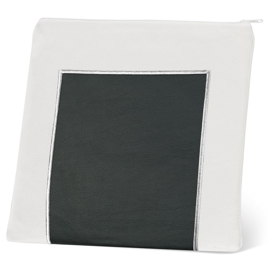 Tallis and Tefillin Bag Design 327- Black and White Leather – Black
