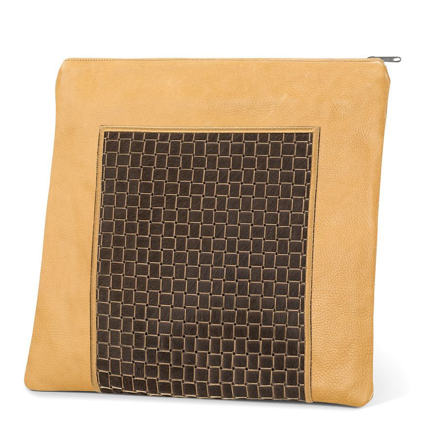 Tallis and Tefillin Bag Design 327-Brown Woven Fur with Leather – Camel