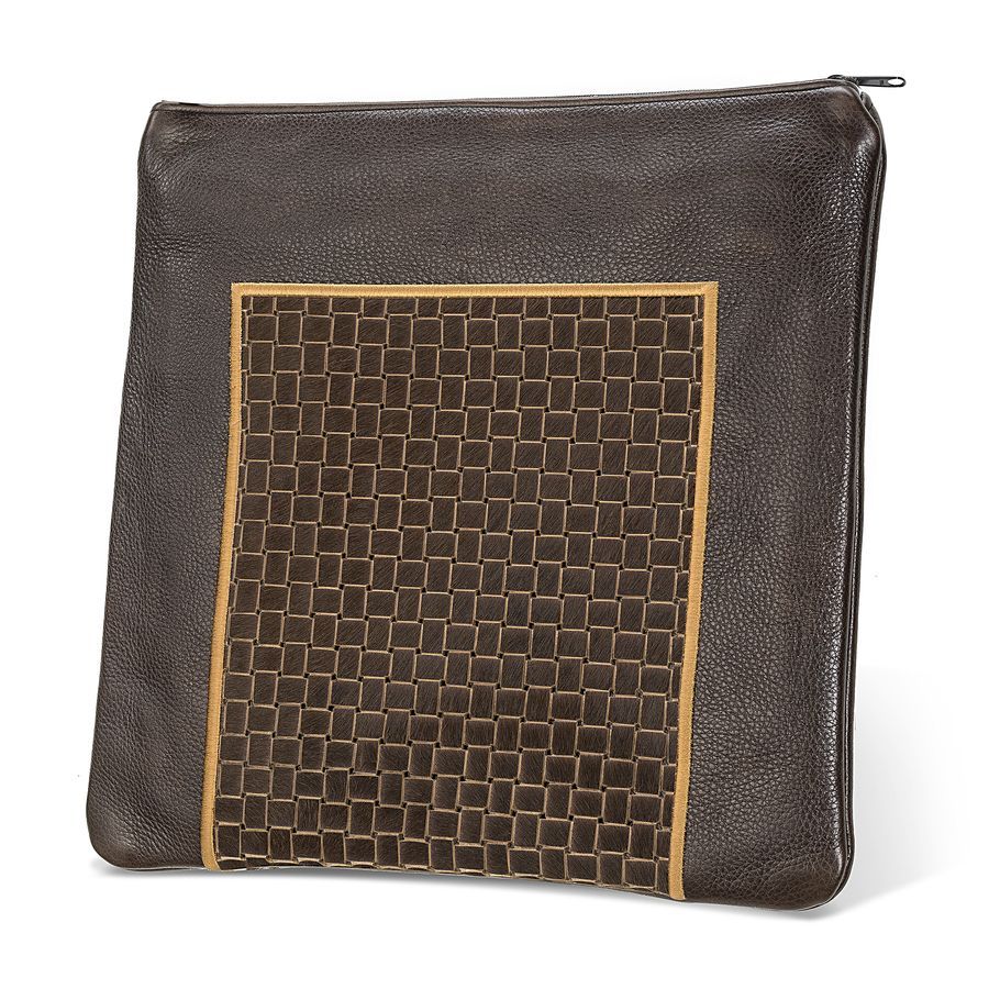 Tallis and Tefillin Bag Design 327-Brown Woven Fur with Leather – Brown