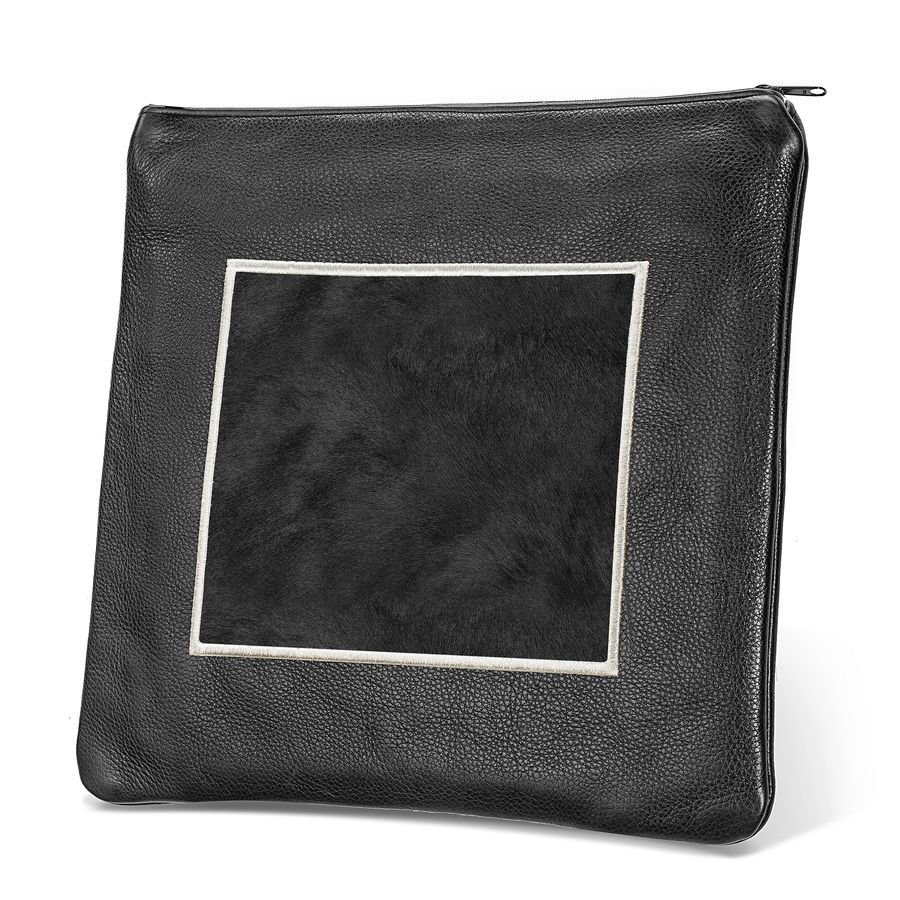 Tallis and Tefillin Bag Design 328-Black Leather And Fur – Black