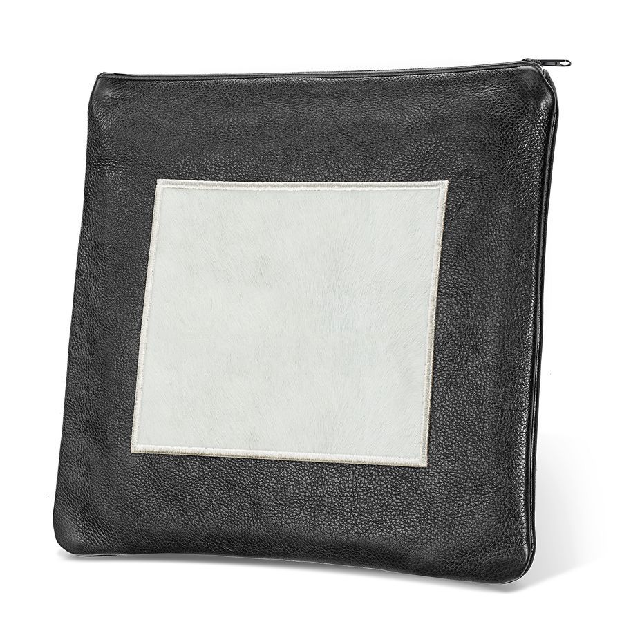 Tallis and Tefillin Bag Design 328-Black Leather And Fur – White
