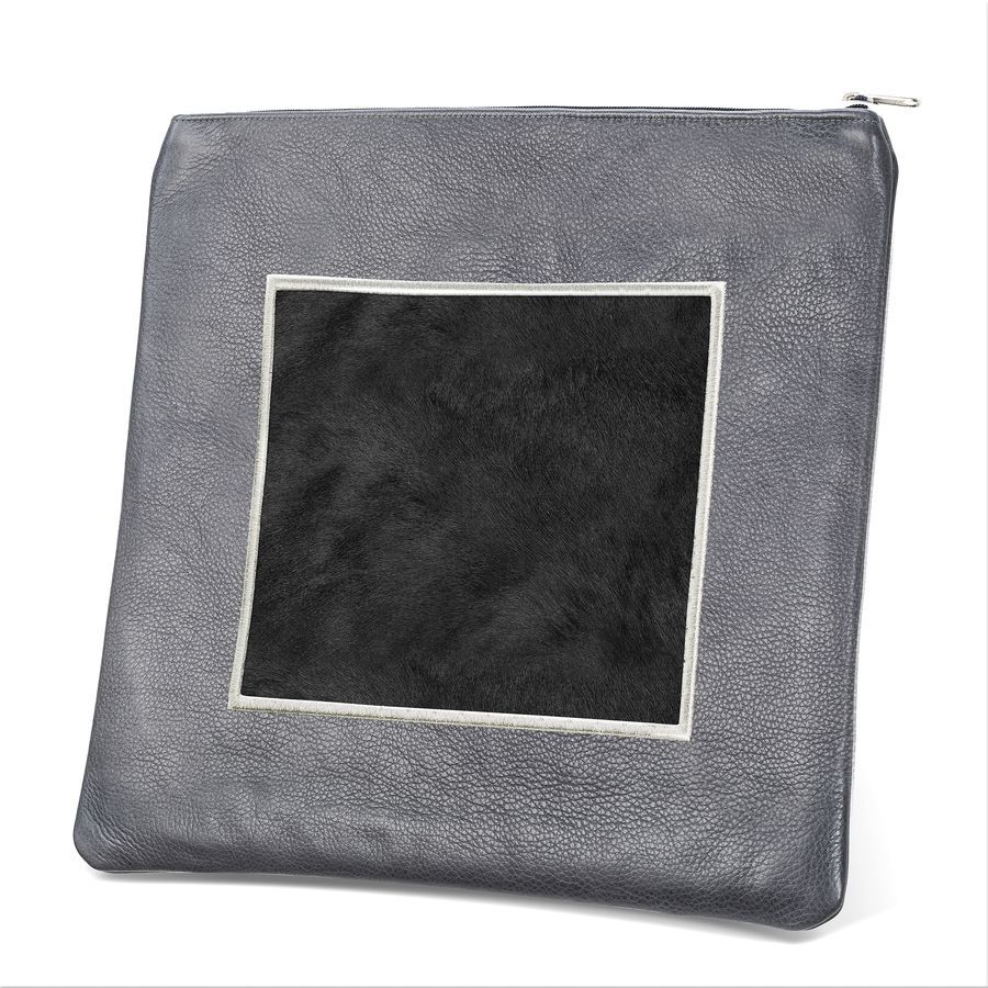 Tallis and Tefillin Bag Design 328-Livid Leather And Fur – Black