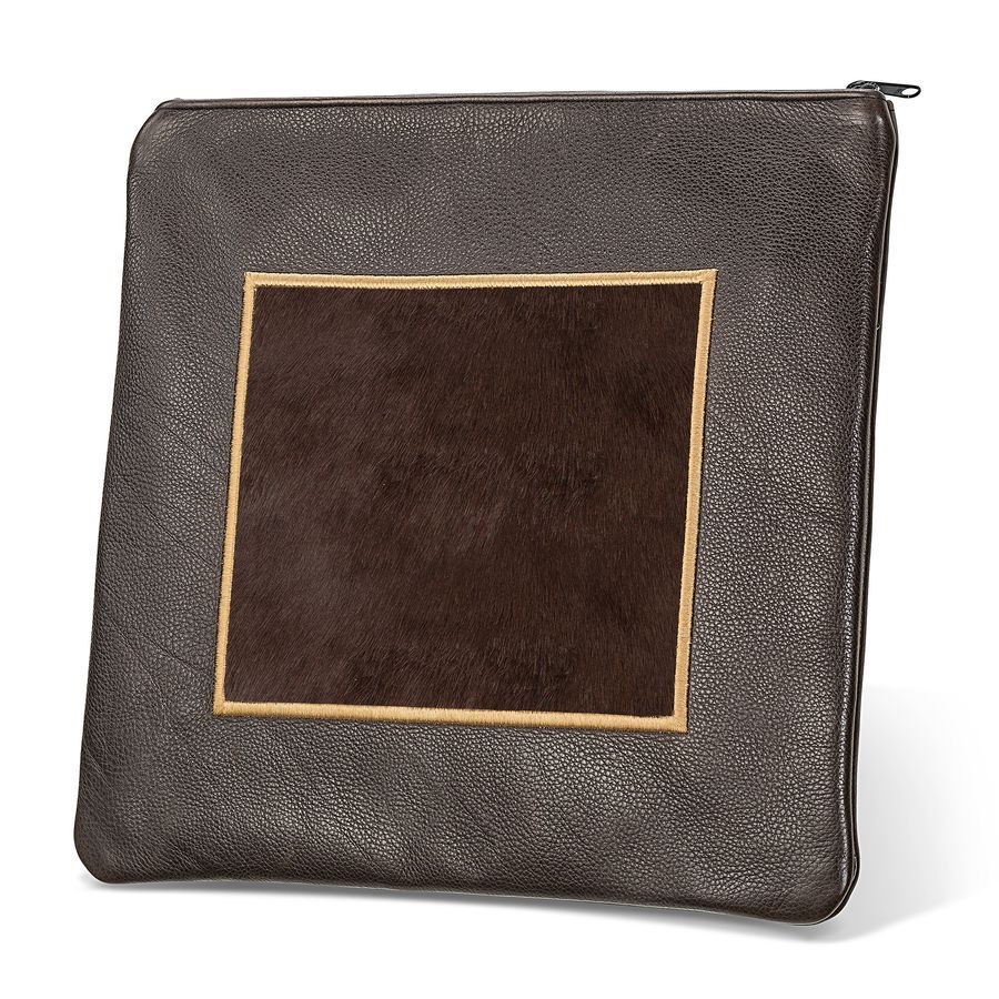 Tallis and Tefillin Bag Design 328-Brown Leather And Fur – Brown