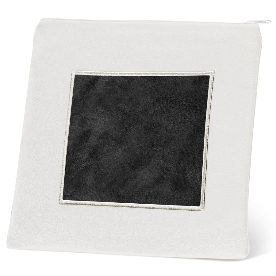 Tallis and Tefillin Bag Design 328-White Leather And Fur – Black