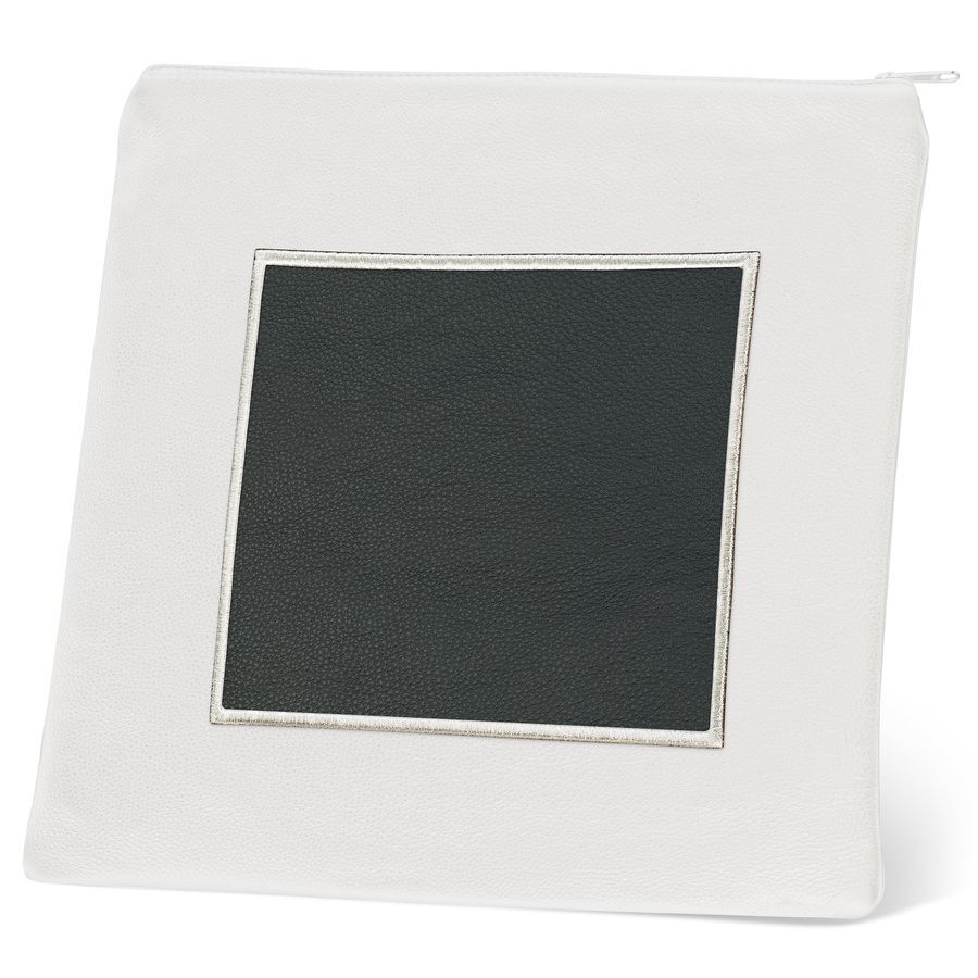 Tallis and Tefillin Bag Design 328- Black and White Leather – Black