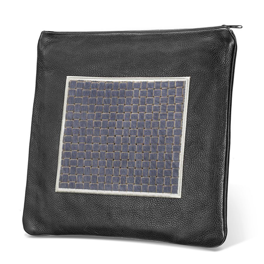 Tallis and Tefillin Bag Design 328-Livid Woven Fur with Leather – Black