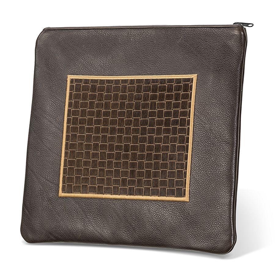 Tallis and Tefillin Bag Design 328-Brown Woven Fur with Leather – Brown