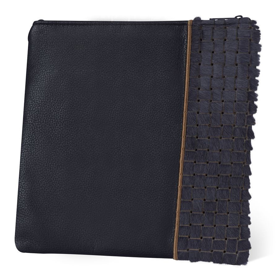 Tallis and Tefillin Bag Design 329-Black Leather with Woven Fur – Livid