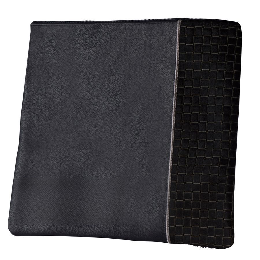 Tallis and Tefillin Bag Design 329-Black Leather with Woven Fur – Black