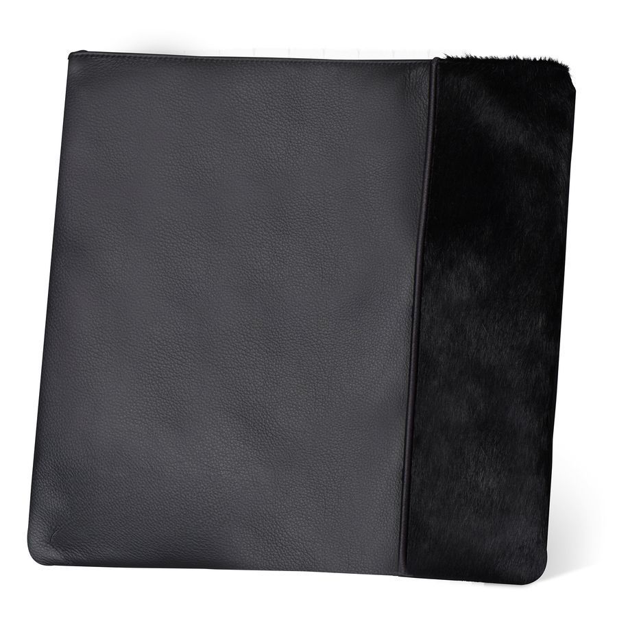 Tallis and Tefillin Bag Design 329-Black Leather And Fur – Black