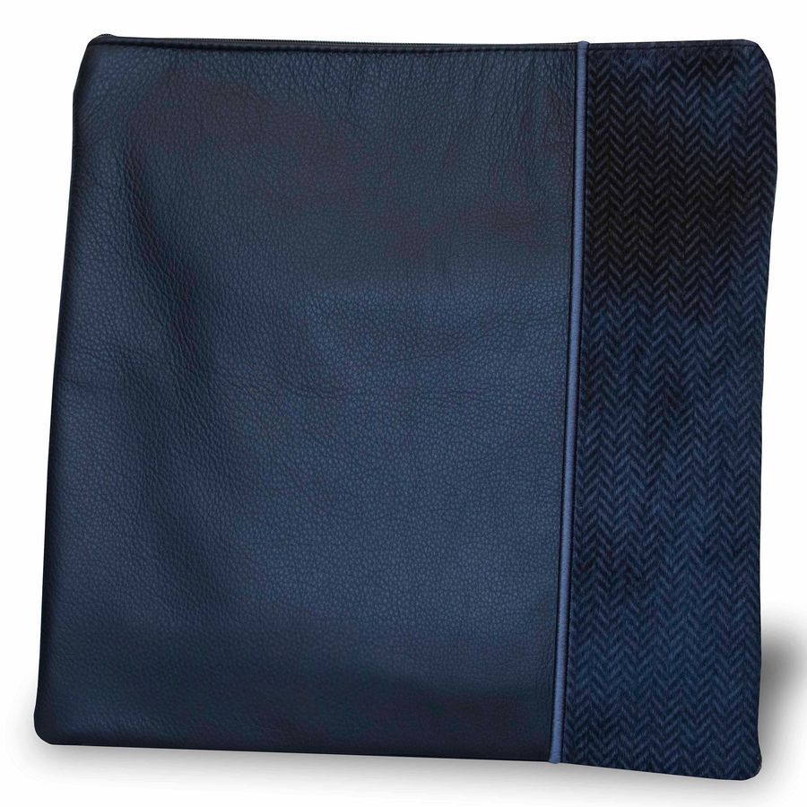 Tallis and Tefillin Bag Design 329-Navy Leather And Navy Fur