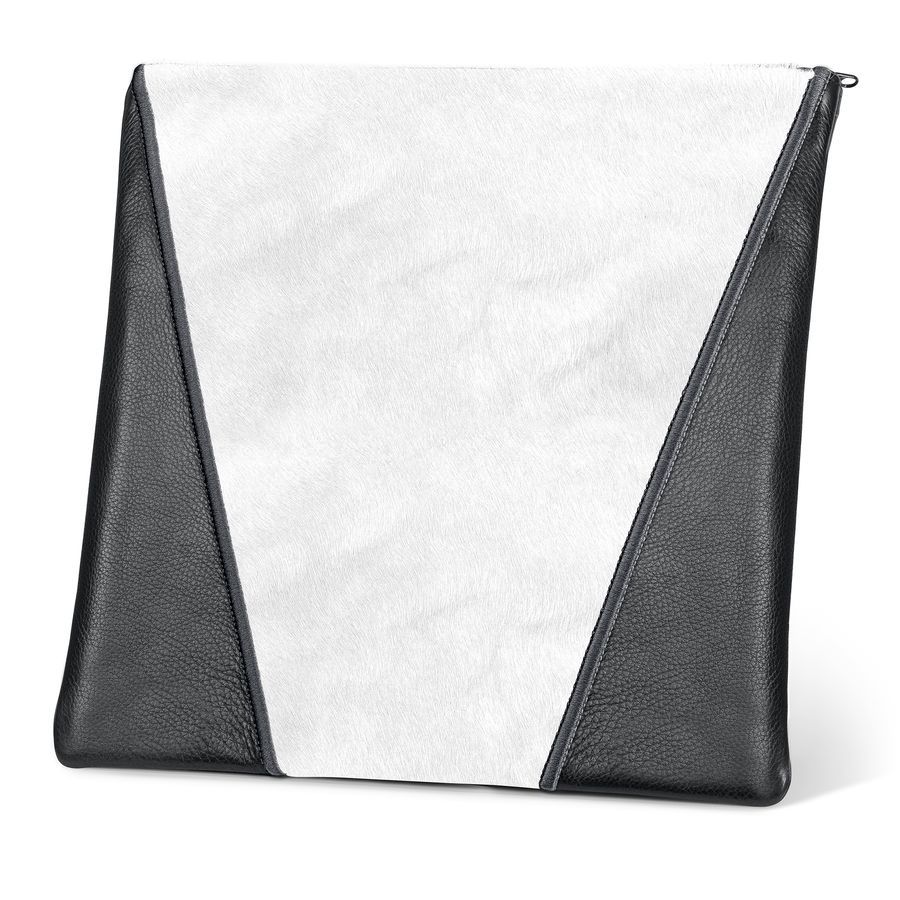 Tallis and Tefillin Bag Design 342-Black Leather And Fur – White