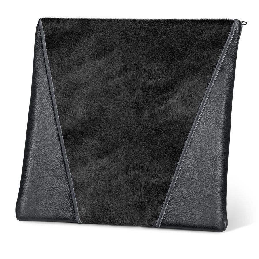 Tallis and Tefillin Bag Design 342-Black Leather And Fur – Black