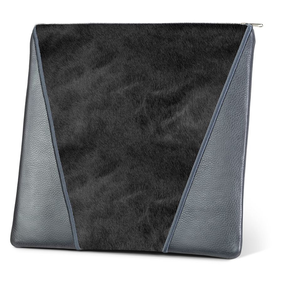 Tallis and Tefillin Bag Design 342-Navy Leather And Black Fur