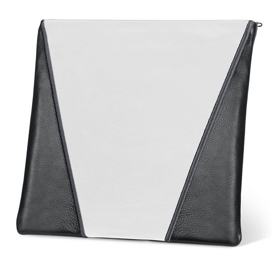 Tallis and Tefillin Bag Design 342- Black and White Leather – White