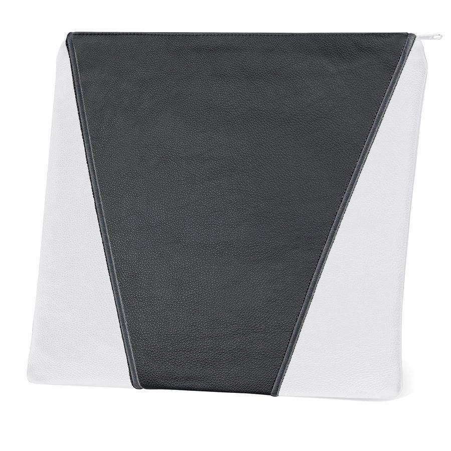 Tallis and Tefillin Bag Design 342- Black and White Leather – Black