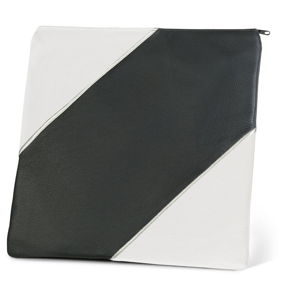 Tallis and Tefillin Bag Design 343- Black and White Leather – Black