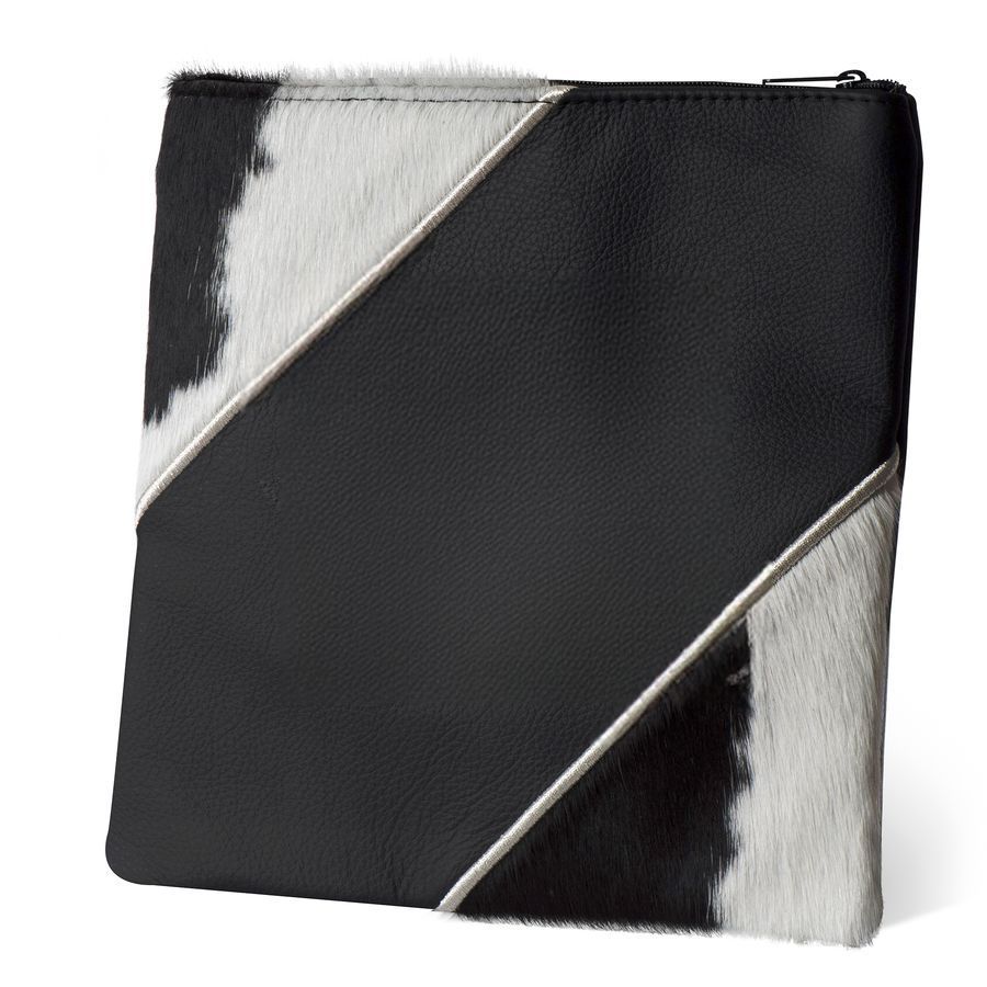 Tallis and Tefillin Bag Design 343-Leather And Fur – Black&White Fur