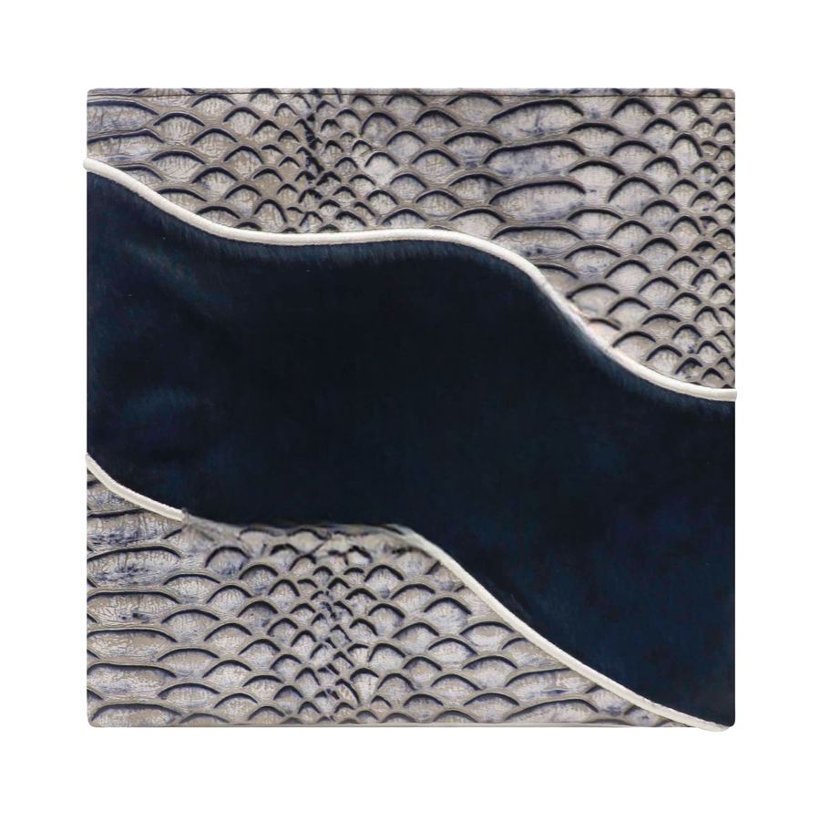 Tallis and Tefillin Bag Design 486-Premium Leather With Fur – Navy
