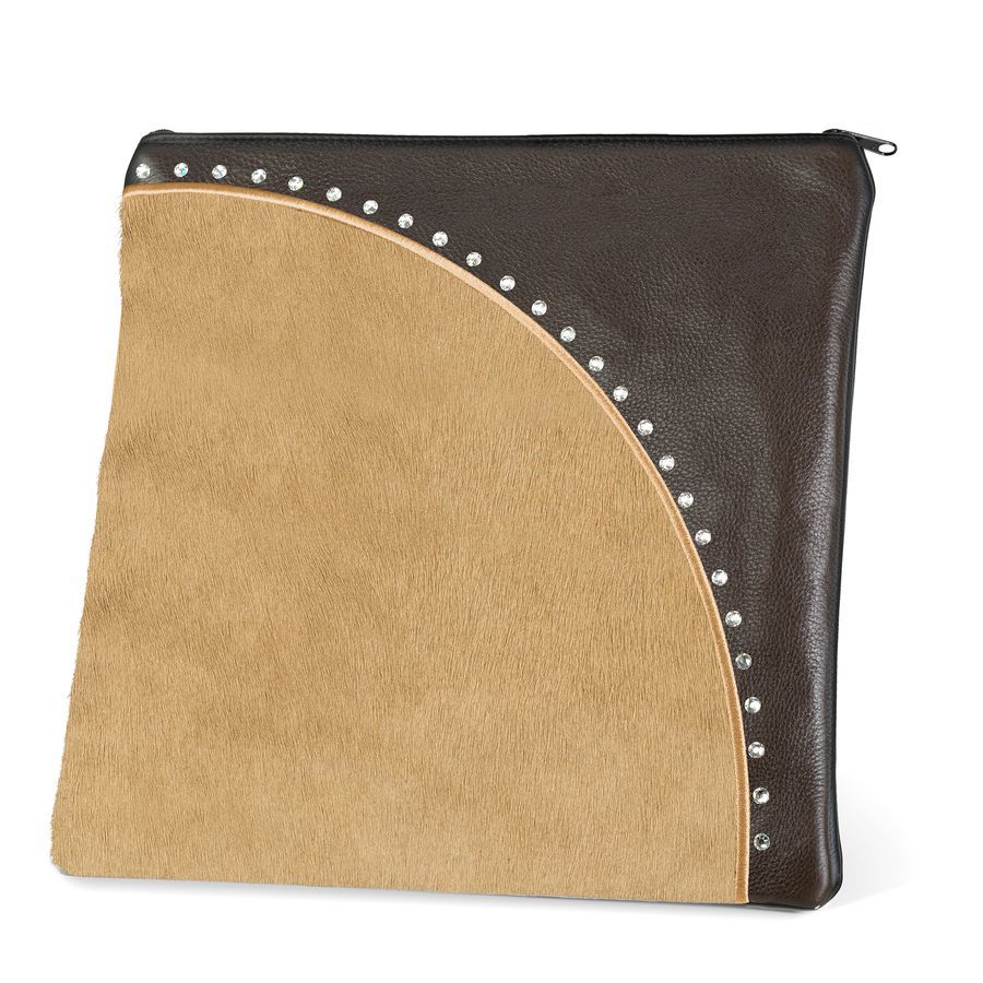 Tallis and Tefillin Bag Design 344 - Brown Leather and Fur – Camel